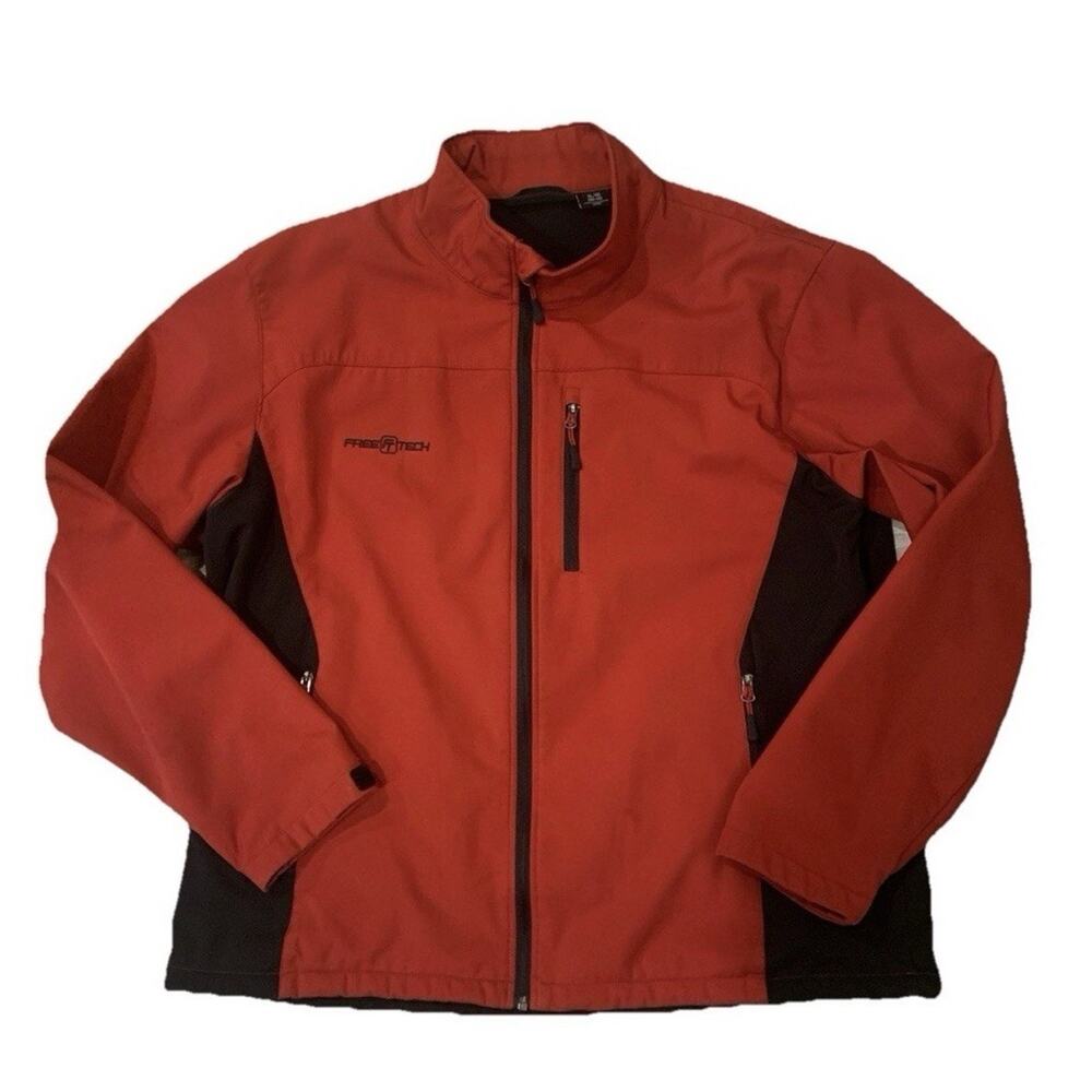 Free Tech Softshell Jacket Mens XL Red Black Full Zip Lightweight Outdoor